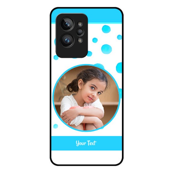 Realme GT 2 Pro Photo Printing on Glass Case - Blue Bubbles Pattern Design Realme GT 2 Pro Photo Printing on Glass Case - Blue Bubbles Pattern Design