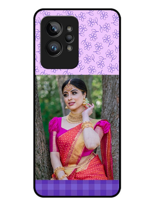 Custom Realme GT 2 Pro Custom Glass Phone Case - Purple Floral Design
