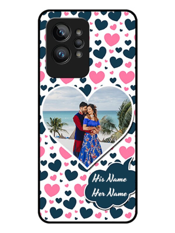 Custom Realme GT 2 Pro Custom Glass Phone Case - Pink & Blue Heart Design