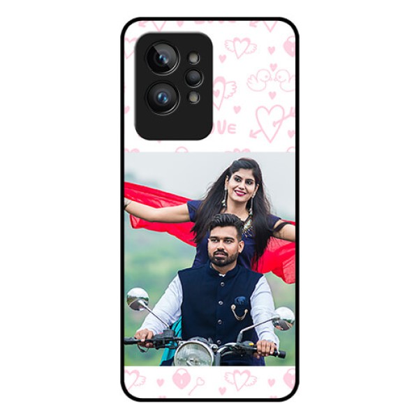 Realme GT 2 Pro Custom Glass Mobile Case - Pink Flying Heart Design Realme GT 2 Pro Custom Glass Mobile Case - Pink Flying Heart Design