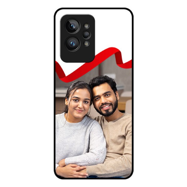 Realme GT 2 Pro Photo Printing on Glass Case - Red Ribbon Frame Design