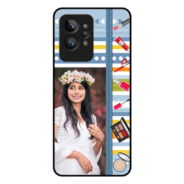 Realme GT 2 Pro Personalized Glass Phone Case - Makeup Icons Design