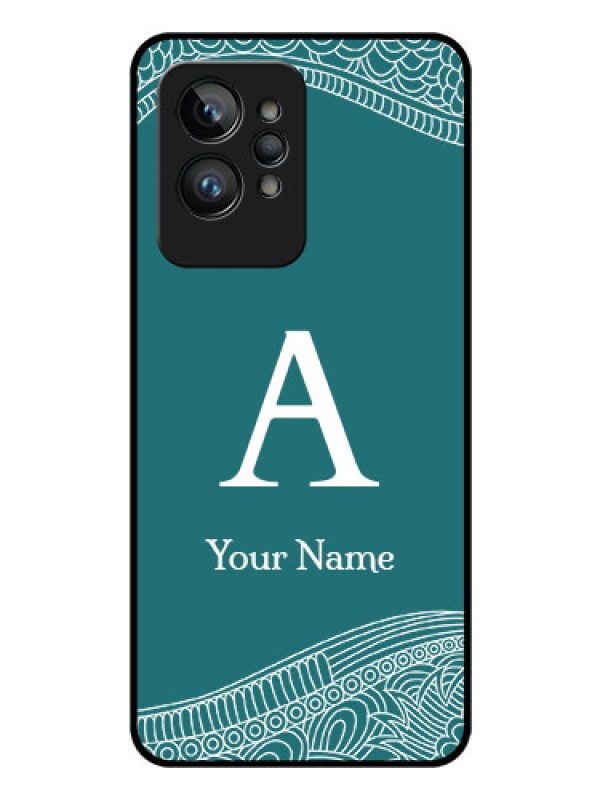 Custom Realme Gt 2 Pro 5G Personalized Glass Phone Case - line art pattern with custom name Design