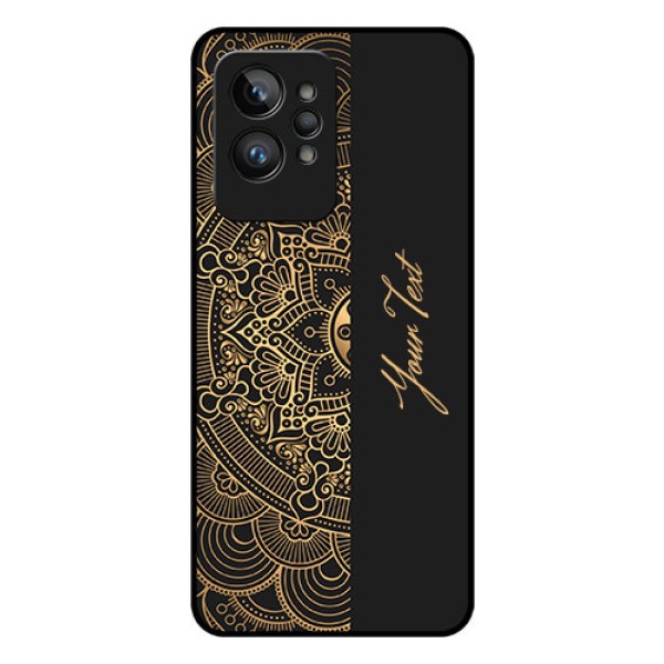 Realme Gt 2 Pro 5G Photo Printing on Glass Case - Mandala art with custom text Design