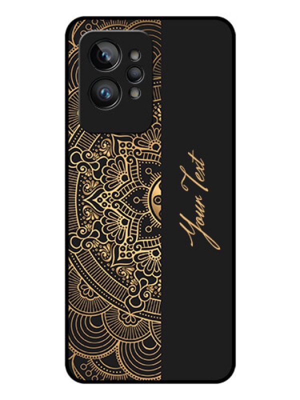 Custom Realme Gt 2 Pro 5G Photo Printing on Glass Case - Mandala art with custom text Design