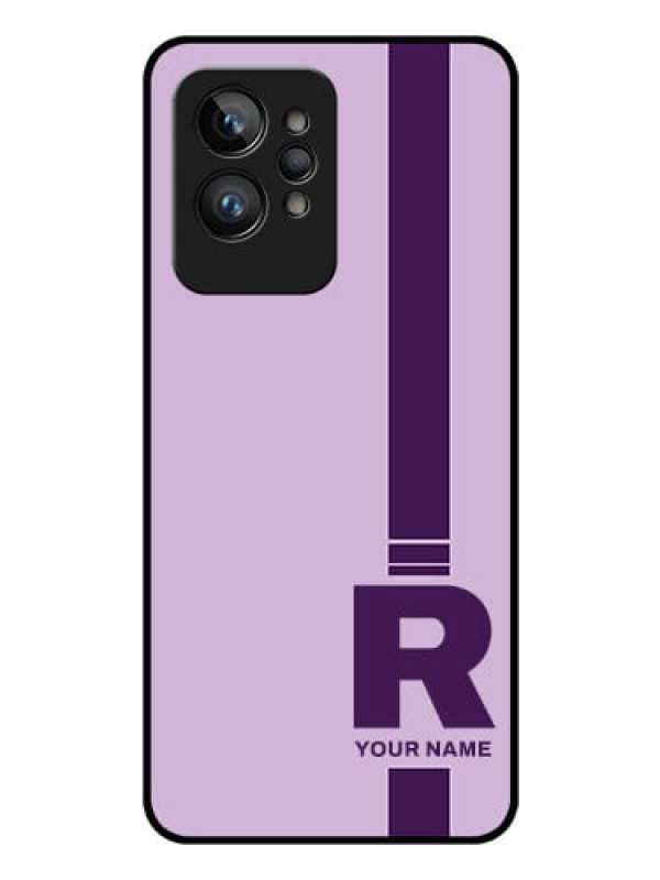 Custom Realme Gt 2 Pro 5G Photo Printing on Glass Case - Simple dual tone stripe with name Design
