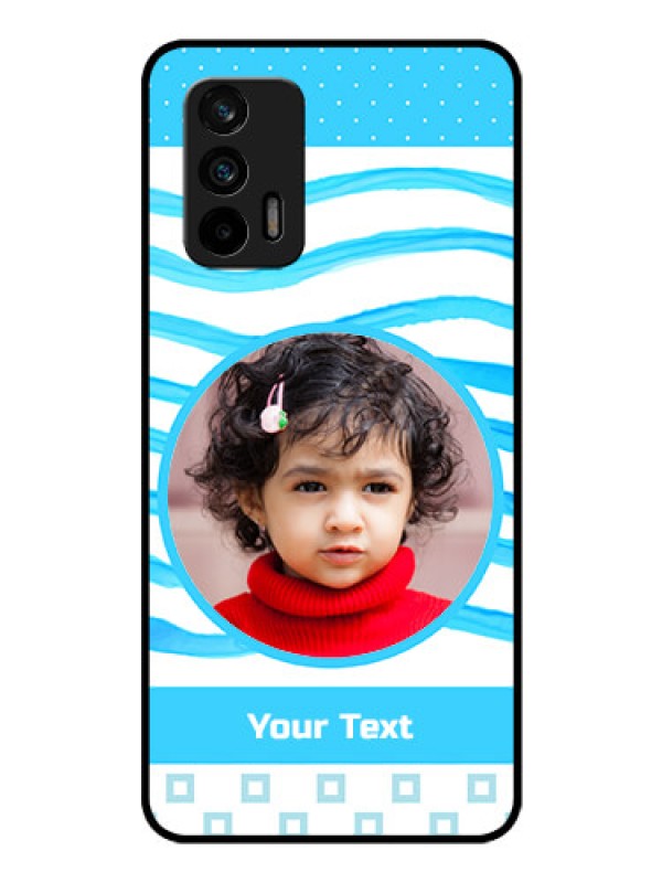 Custom Realme GT 5G Custom Glass Phone Case - Simple Blue Case Design