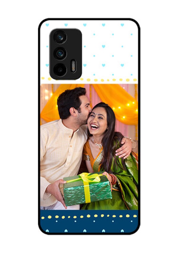 Realme GT 5G Personalized Glass Phone Case - White and Blue Abstract Design