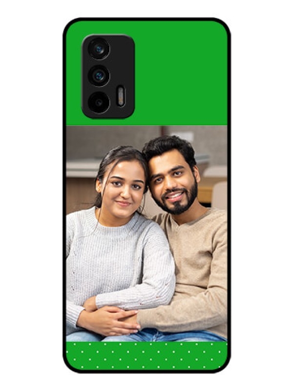 Custom Realme GT 5G Personalized Glass Phone Case - Green Pattern Design