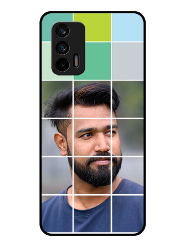 Custom Realme GT 5G Photo Printing on Glass Case - with white box pattern 