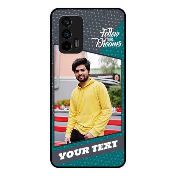 Realme GT 5G Personalized Glass Phone Case - Background Pattern Design with Quote Realme GT 5G Personalized Glass Phone Case - Background Pattern Design with Quote