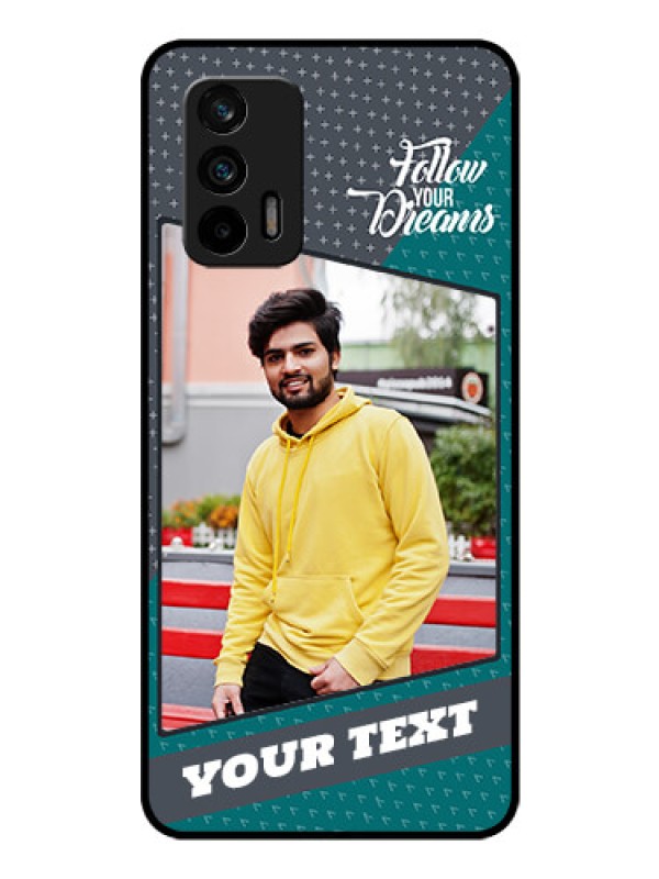 Custom Realme GT 5G Personalized Glass Phone Case - Background Pattern Design with Quote