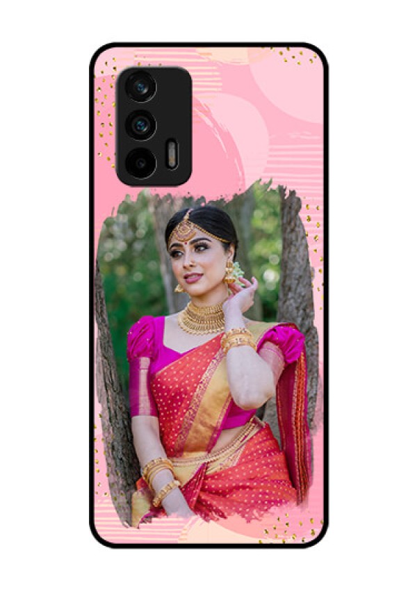 Realme GT 5G Personalized Glass Phone Case - Gold Glitter Splash Design