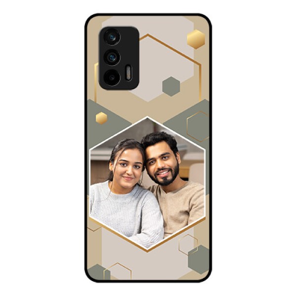 Realme Gt 5G Photo Printing on Glass Case - Stylish Hexagon Pattern Design Realme Gt 5G Photo Printing on Glass Case - Stylish Hexagon Pattern Design