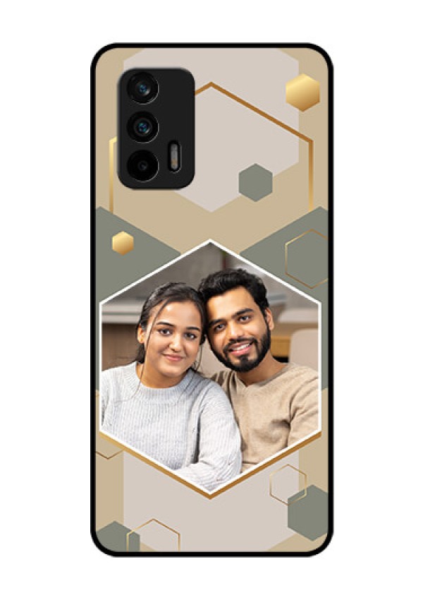 Realme Gt 5G Photo Printing on Glass Case - Stylish Hexagon Pattern Design