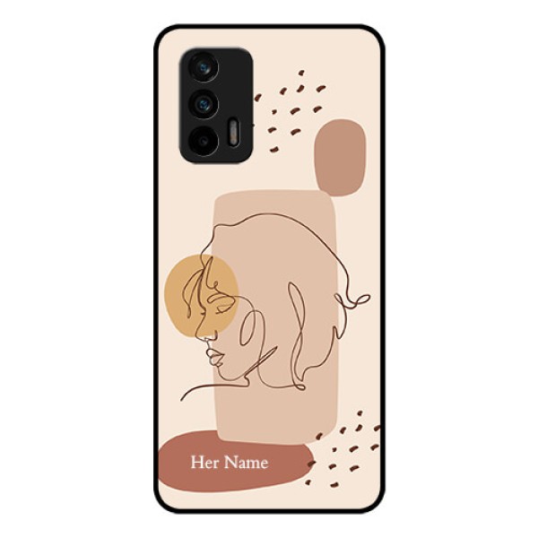 Realme Gt 5G Photo Printing on Glass Case - Calm Woman line art Design Realme Gt 5G Photo Printing on Glass Case - Calm Woman line art Design