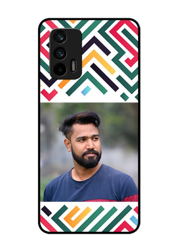 Realme Gt 5G Personalized Glass Phone Case - Colorful Maze Pattern Design