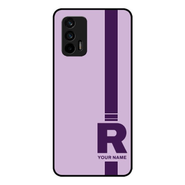 Realme Gt 5G Photo Printing on Glass Case - Simple dual tone stripe with name Design Realme Gt 5G Photo Printing on Glass Case - Simple dual tone stripe with name Design