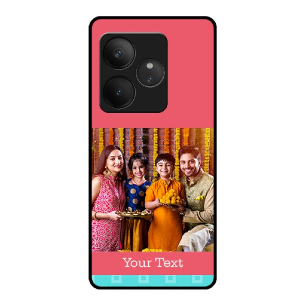 Realme GT 6 Custom Glass Phone CasePeach and Blue Color Design Realme GT 6 Custom Glass Phone CasePeach and Blue Color Design