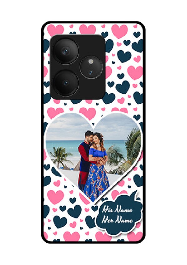 Realme GT 6 Custom Glass Phone CasePink and Blue Heart Design