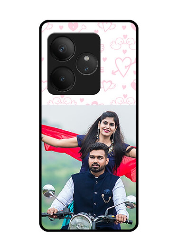 Realme GT 6 Custom Glass Phone CasePink Flying Heart Design