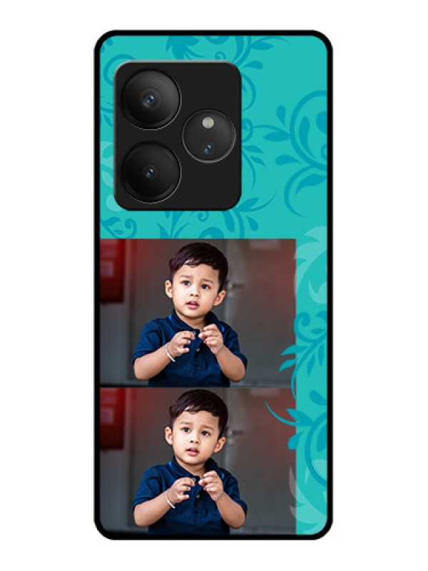 Custom Realme GT 6 Custom Glass Phone CaseWith Photo And Green Floral Design