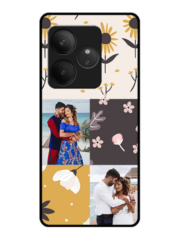 Custom Realme GT 6 Custom Glass Phone Case3 Images With Floral Design