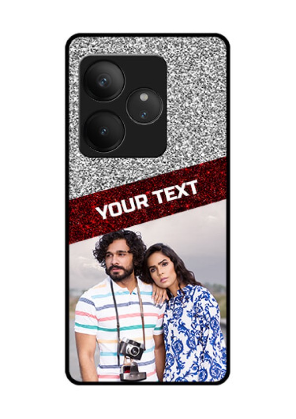 Realme GT 6 Custom Glass Phone CaseImage Holder With Glitter Strip Design
