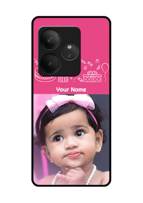 Realme GT 6 Custom Glass Phone CaseWith Birthday Line Art Design