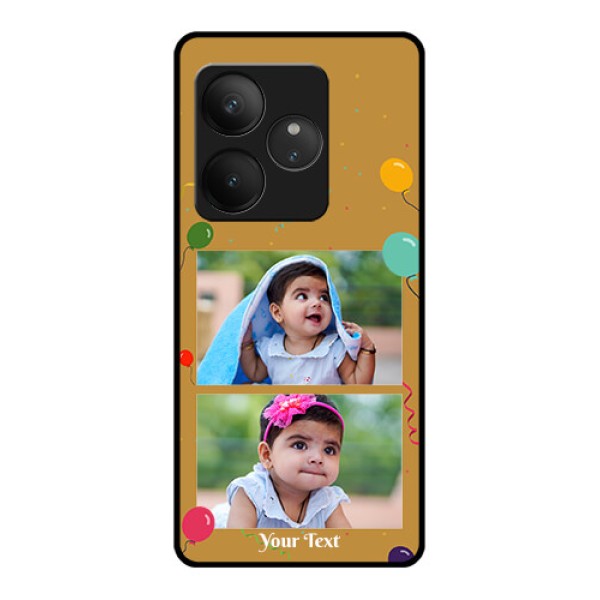 Realme GT 6 Custom Glass Phone CaseImage Holder With Birthday Celebrations Design
