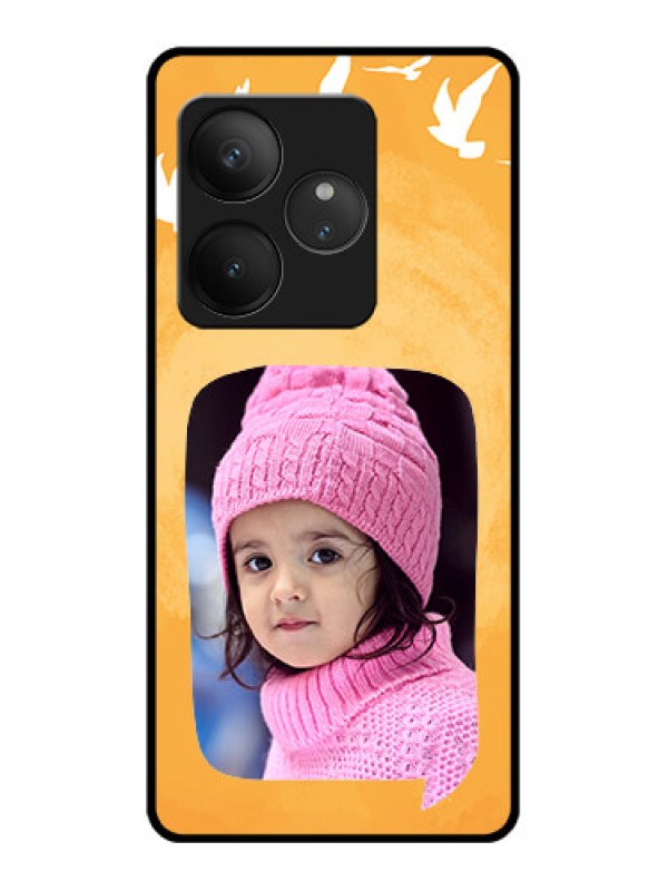 Custom Realme GT 6 Custom Glass Phone CaseWater Color Design With Bird Icons