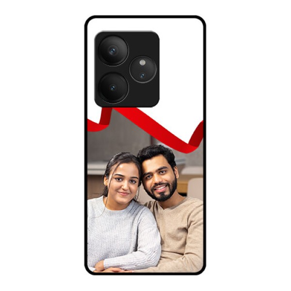 Realme GT 6 Custom Glass Phone CaseRed Ribbon Frame Design