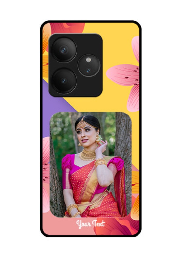 Realme GT 6 Custom Glass Phone Case3 Image With Vintage Floral Design