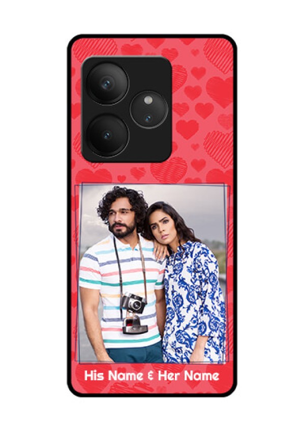 Realme GT 6 Custom Glass Phone CaseWith Red Heart Symbols Design