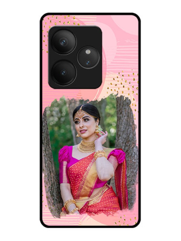 Custom Realme GT 6 Custom Glass Phone CaseGold Glitter Splash Design