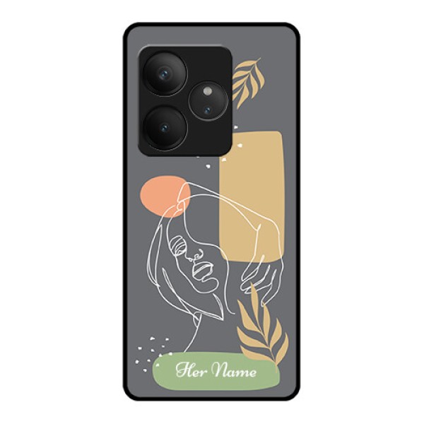 Realme GT 6 Custom Glass Phone CaseGazing Woman Line Art Design Realme GT 6 Custom Glass Phone CaseGazing Woman Line Art Design
