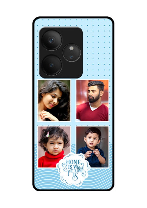Realme GT 6 Custom Glass Phone CaseCute Love Quote With 4 Pic Upload Design