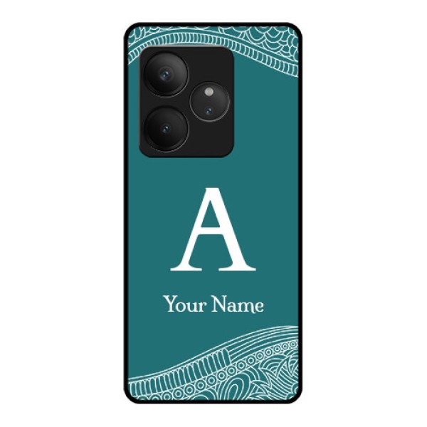 Realme GT 6 Custom Glass Phone CaseLine Art Pattern With Custom Name Design Realme GT 6 Custom Glass Phone CaseLine Art Pattern With Custom Name Design