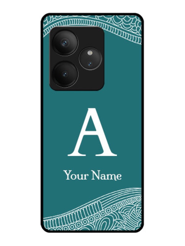 Custom Realme GT 6 Custom Glass Phone CaseLine Art Pattern With Custom Name Design