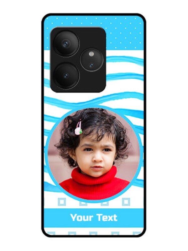 Custom Realme GT 6T 5G Custom Glass Phone CaseSimple Blue Case Design