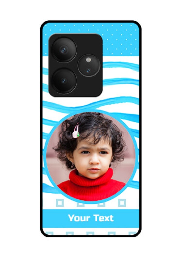 Realme GT 6T 5G Custom Glass Phone CaseSimple Blue Case Design