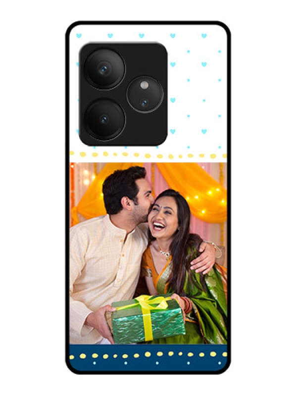 Custom Realme GT 6T 5G Custom Glass Phone CaseWhite And Blue Abstract Design