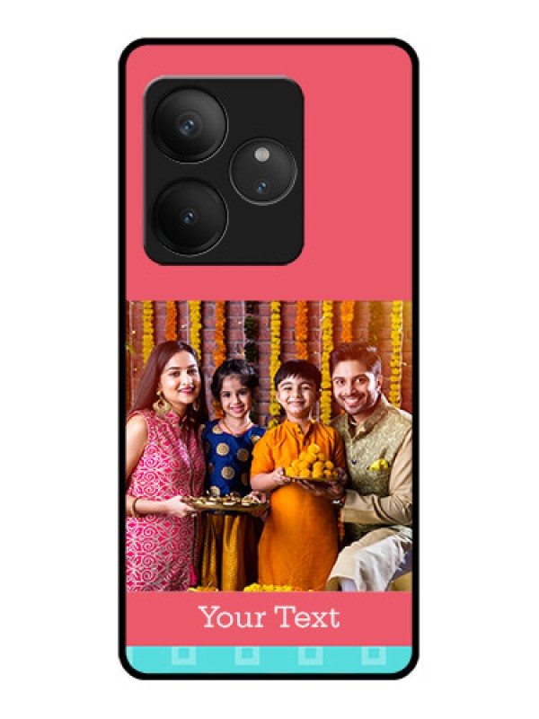 Custom Realme GT 6T 5G Custom Glass Phone CasePeach and Blue Color Design