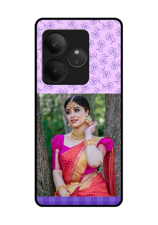 Realme GT 6T 5G Custom Glass Phone CasePurple Floral Design