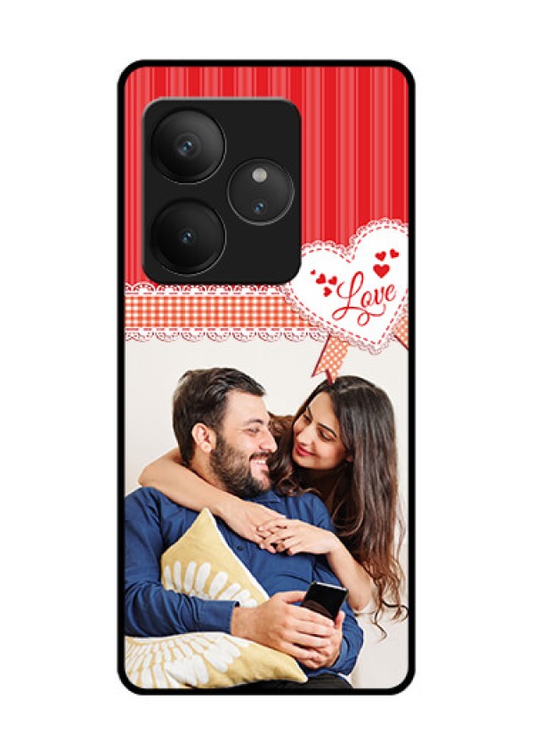 Realme GT 6T 5G Custom Glass Phone CaseRed Love Pattern Design