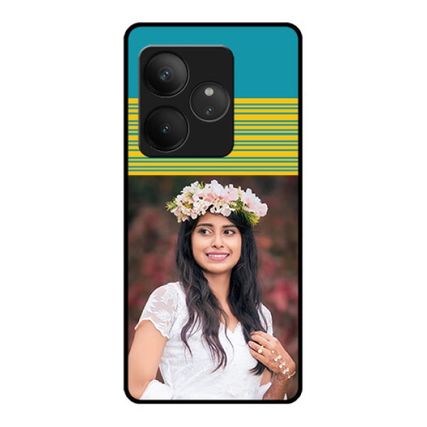 Realme GT 6T 5G Custom Glass Phone CaseYellow and Blue Design