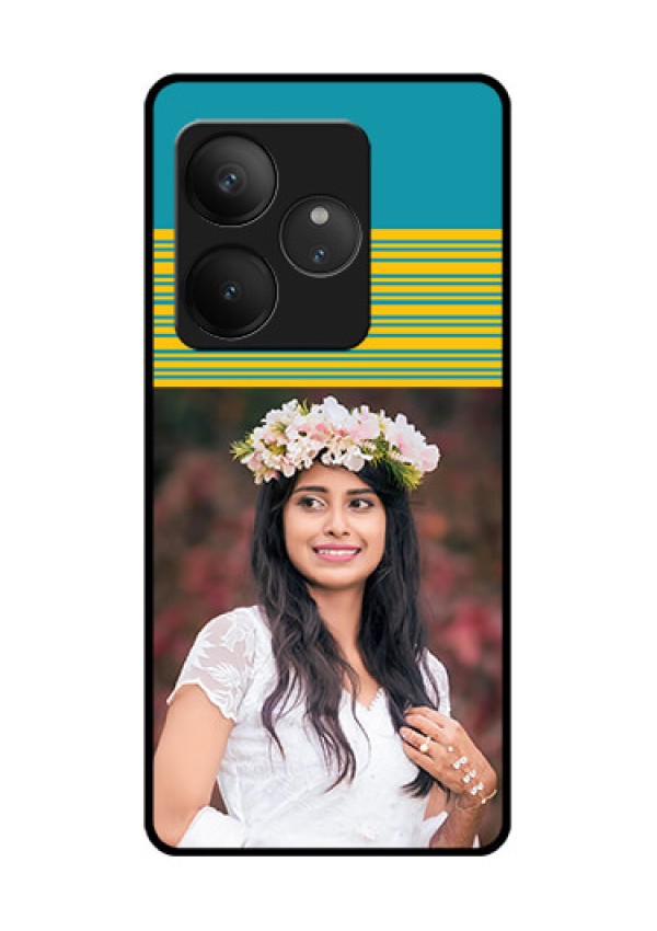 Realme GT 6T 5G Custom Glass Phone CaseYellow and Blue Design