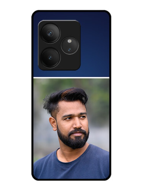 Custom Realme GT 6T 5G Custom Glass Phone CaseSimple Royal Blue Design