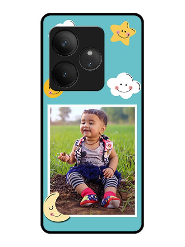 Custom Realme GT 6T 5G Custom Glass Phone CaseSmiley Kids Stars Design