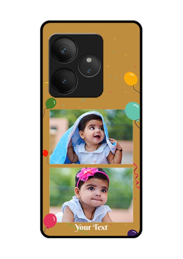 Realme GT 6T 5G Custom Glass Phone CaseImage Holder With Birthday Celebrations Design